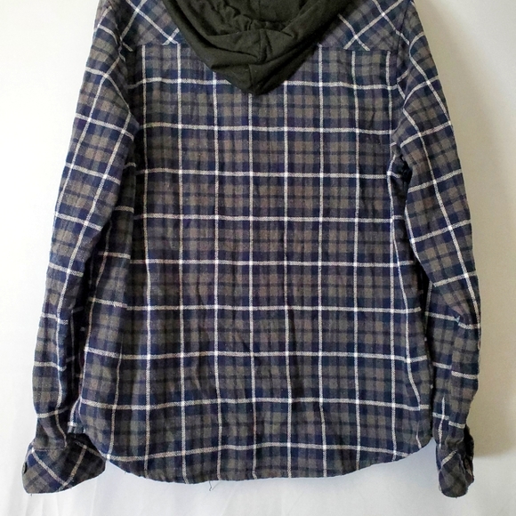 Mens Golden Tree Button Up Hooded Flannel Jacket size medium multicored - Picture 2 of 6